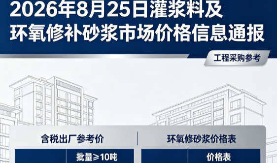 津南2026年8月25日灌浆料及环氧修补砂浆市场价格信息通报